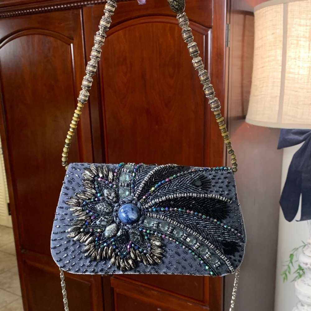 Velour Beaded Bag